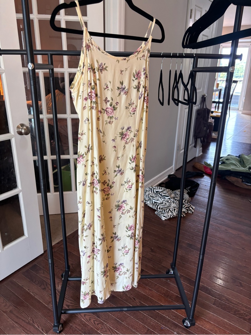 1970s floral maxi slip dress